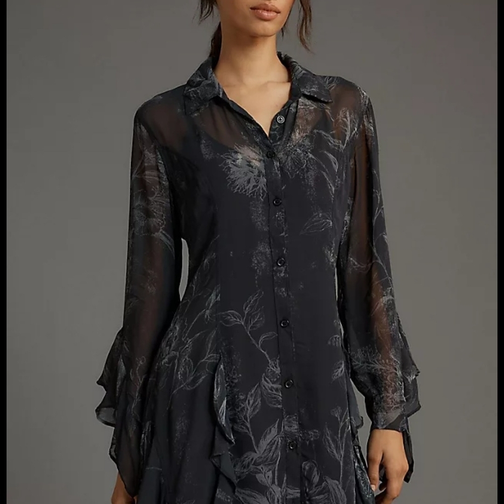 Anthropologie Black Long Sleeve Dress With Extra Slip - XL